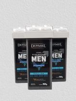 KIT 3 Cera Roll-On Depilatória Depimiel Men Titanium
