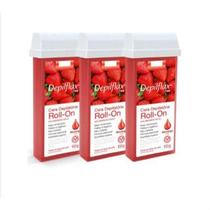 Kit 3 Ceras Depilatória Rollon Depilflax Morango 100g