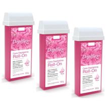 Kit 3 Ceras Depilatória Rollon Depilflax Rosas 100g