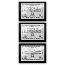 Kit 3 Certificados Diplomas A4 Com Tela De Acetato E Mdf Titulos Moldura Preta Kit 3 Certificados Diplomas A4 Com Tela De Acetato E Mdf Titulos Moldura Preta