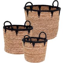 Kit 3 cesta cachepô decorativa organizadora multiuso fibra natural
