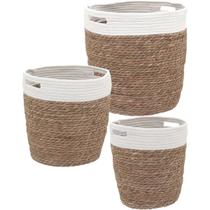 KIT 3 Cesta Decorativa Organizadora Cachepô Fibra Natural Empul