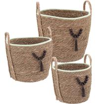 Kit 3 cesta decorativa organizadora multiuso abigail fibra verde