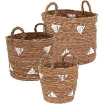 Kit 3 cesta decorativa organizadora multiuso fibra natural cachepô