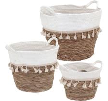 Kit 3 cesta decorativa organizadora multiuso poneso fibra branco