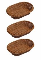 Kit 3 Cesta Oval Rattan Lyor Bandeja de Plástico com 24cm Kit 3 Cesta Oval Rattan Lyor Bandeja de Plástico com 24cm