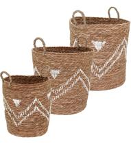 Kit 3 cestas decorativa organizadora multiuso fibra natural cachepô Kit 3 cestas decorativa organizadora multiuso fibra natural cachepô