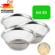 Kit 3 Cestas em Inox Escorredor Multiuso - Qualidade e Versatilidade na Sua Cozinha!