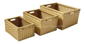 Kit 3 Cestas Gavetas Organizadoras Fibra Sintética Artesanal-P,M,G