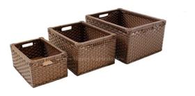 Kit 3 Cestas Gavetas Organizadoras Fibra Sintética Artesanal-P,M,G