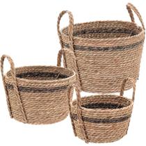Kit 3 cestas organizadora decorativa cachepô fibra natural marrombuana Kit 3 cestas organizadora decorativa cachepô fibra natural marrombuana