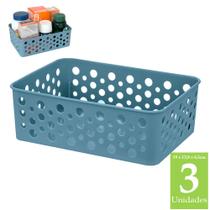 Kit 3 cestas organizadora pequena para armário cozinha gaveta infantil lavanderia consultório closet