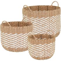 Kit 3 Cestas Para Casa Canggu de Fibra Natural Armazenamento Kit 3 Cestas Para Casa Canggu de Fibra Natural Armazenamento
