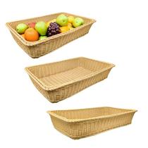 Kit 3 Cestas Retangulares em Fribra Poli Sintético 35x25x7cm