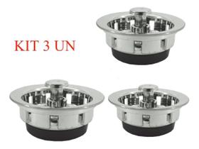 Kit 3 cestinha valvula amerericana plastico cromado bognar Kit 3 cestinha valvula amerericana plastico cromado bognar