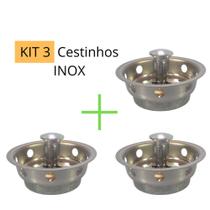 Kit 3 Cestinho Ralo Ralinho Inox Pia Cozinha Valv Americana Kit 3 Cestinho Ralo Ralinho Inox Pia Cozinha Valv Americana