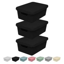Kit 3 Cesto Caixa Organizadora c/ Tampa 39x27 15L Gaveta Armário Organização de Casa Lavanderia Kit 3 Cesto Caixa Organizadora c/ Tampa 39x27 15L Gaveta Armário Organização de Casa Lavanderia