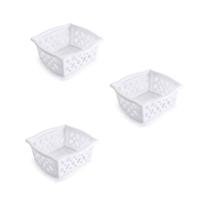 Kit 3 Cesto Cestinho Empilhável Multiuso Organizador Branca Kit 3 Cesto Cestinho Empilhável Multiuso Organizador Branca
