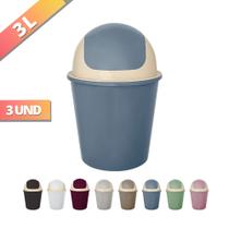 Kit 3 Cesto De Lixo Lixeira c/Tampa Basculante 3 Litros 28cm