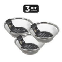 Kit 3 cesto escorredor de inox multiuso 28 cm