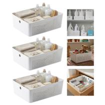 Kit 3 Cesto Flow Organizador Para Lavanderia 12 Litros Multiuso Branco Ou Kit 3 Cesto Flow Organizador Para Lavanderia 12 Litros Multiuso Branco Ou