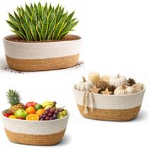 Kit 3 Cesto Mesclado P M G Fibra Natural Sala Quarto Casa