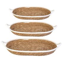 Kit 3 Cesto Multiuso De Fibra Natural Algodão Com Alça Grande Médio Pequeno