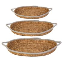 Kit 3 Cesto Multiuso De Fibra Natural Algodão Com Alça Grande Médio Pequeno