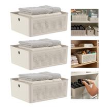Kit 3 Cesto Organizador 12 Litros 34X27cm Lavanderia Ou Flow