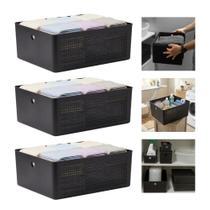 Kit 3 Cesto Organizador 12 Litros 34X27cm Lavanderia Ou Flow Kit 3 Cesto Organizador 12 Litros 34X27cm Lavanderia Ou Flow