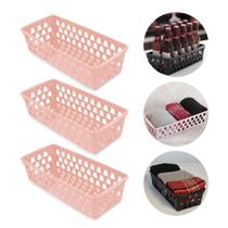 Kit 3 Cesto Organizador Extra Comprido 37x16,5 Organizador de Geladeira Preto Branco Transparente Rosa Kit 3 Cesto Organizador Extra Comprido 37x16,5 Organizador de Geladeira Preto Branco Transparente Rosa