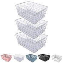 Kit 3 Cesto Organizador Multiuso Decorativo 29x20 cm Retangular Alto