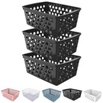 Kit 3 Cesto Organizador Multiuso Decorativo 29x20 cm Retangular Alto