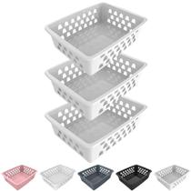 Kit 3 Cesto Organizador Multiuso Decorativo Médio p/ Gaveta Armário 20x16 cm