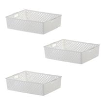 Kit 3 Cesto Organizador Multiuso Quadratta 34x15x9 Cm Branco - Paramount