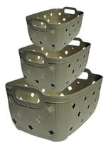 Kit 3 Cesto Organizador Multiuso Roupas Retangular Pregador