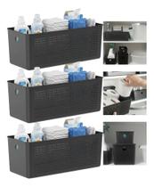 Kit 3 Cesto Organizador Para Lavanderia 6,6l Multiuso Preto Flow Ou Kit 3 Cesto Organizador Para Lavanderia 6,6l Multiuso Preto Flow Ou
