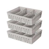 Kit 3 Cesto Organizador Rattan c/ 2 Divisórias Tam GG P/ Joias Maquiagem Miudezas Kit 3 Cesto Organizador Rattan c/ 2 Divisórias Tam GG P/ Joias Maquiagem Miudezas