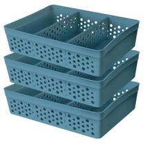 Kit 3 Cesto Organizador Rattan c/ 2 Divisórias Tam GG P/ Joias Maquiagem Miudezas Kit 3 Cesto Organizador Rattan c/ 2 Divisórias Tam GG P/ Joias Maquiagem Miudezas