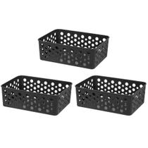 Kit 3 Cesto Organizador Rattan Multiuso Armário Gaveta Lavanderia P (19x13)