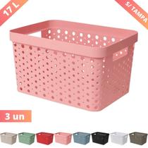 Kit 3 Cesto Organizador s/ Tampa Trama Rattan 17L Usual