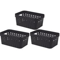 Kit 3 Cesto Organizador Trama Rattan s/Tampa 4,5L Multiuso Plástico