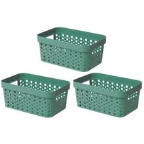 Kit 3 Cesto Organizador Trama Rattan s/Tampa 4,5L Multiuso Plástico