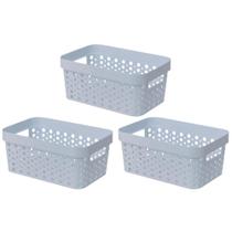 Kit 3 Cesto Organizador Trama Rattan s/Tampa 4,5L Multiuso Plástico