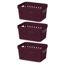 KIT 3 Cesto Organizador Trama Rattan Sem Tampa 2L Retangular