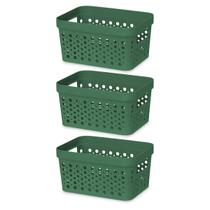 KIT 3 Cesto Organizador Trama Rattan Sem Tampa 2L Retangular