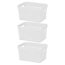 KIT 3 Cesto Organizador Trama Rattan Sem Tampa 2L Retangular