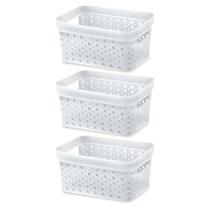 KIT 3 Cesto Organizador Trama Rattan Sem Tampa 2L Retangular