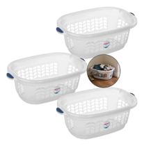 Kit 3 Cesto Plastico Sanremo 32l Organizador Lavanderia Casa Kit 3 Cesto Plastico Sanremo 32l Organizador Lavanderia Casa