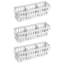 Kit 3 Cesto Slim Organizador de Gaveta Armário Com Divisória 1,3L Elloplas 26x8x8cm -